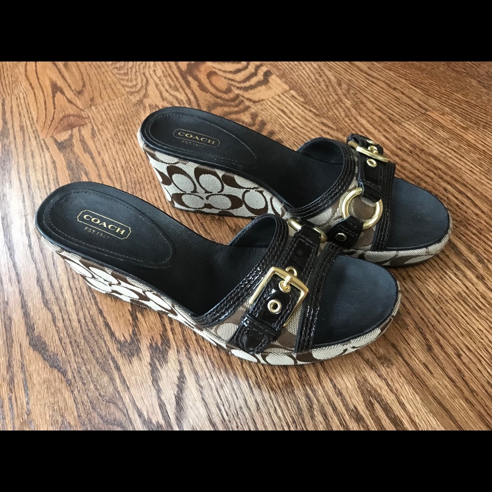 Coach Gretta sandal wedges iconic print size 8.5
